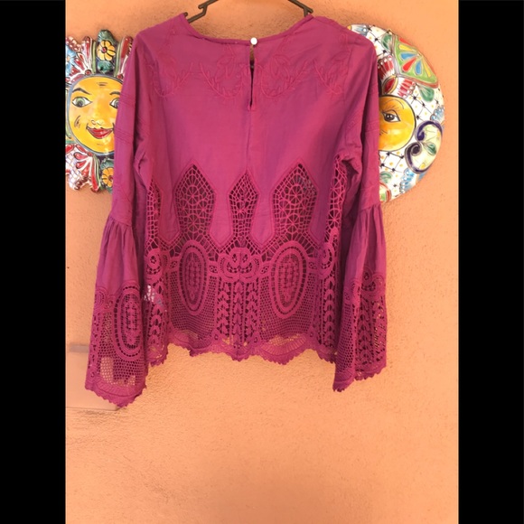 Anthropologie Chloe Oliver Raspberry Top NWT - Picture 3 of 3